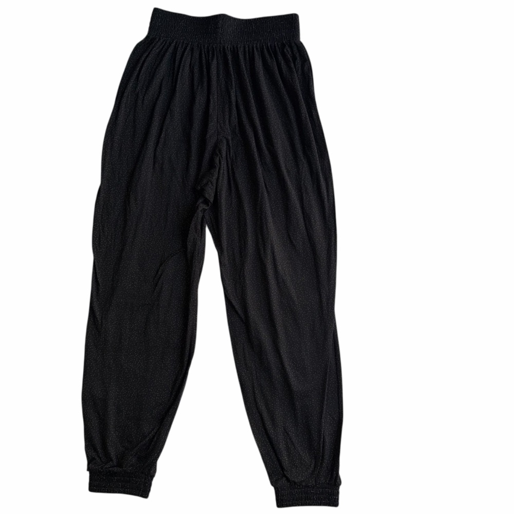 Women Casual Black Dotted Pants Regular Relaxed